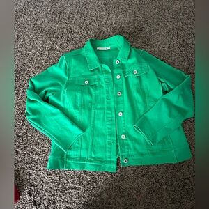 Belle Kim Gravel green twill jacket knit brand new never worn size large